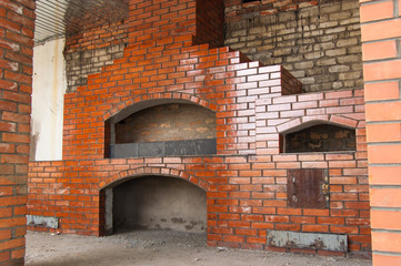 traditional orange brick oven construction