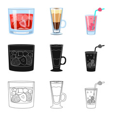 Vector design of liquor and restaurant logo. Set of liquor and ingredient stock vector illustration.