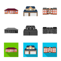Vector design of building and front sign. Collection of building and roof vector icon for stock.