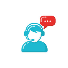 Customer support or customer service agent with headset flat vector icon design