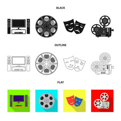 Vector illustration of television and filming logo. Collection of television and viewing vector icon for stock.