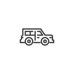 Off-road car line icon. linear style sign for mobile concept and web design. Military truck outline vector icon. Symbol, logo illustration. Vector graphics