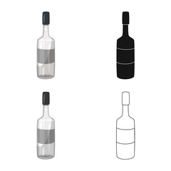 Vector illustration of vodka and bottle sign. Set of vodka and glass vector icon for stock.