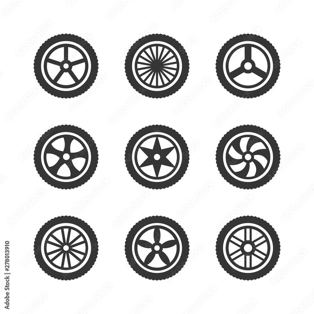 Aufkleber car wheels icon template color editable. wheels symbol vector sign isolated on white background. sim