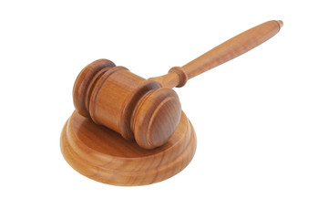 Wooden judge gavel isolated,  law concept