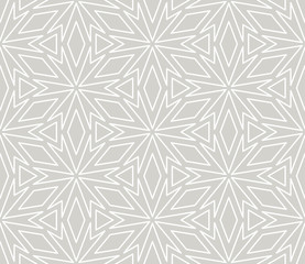 Abstract simple geometric vector seamless pattern with white line texture on grey background. Light gray modern wallpaper, bright tile backdrop, monochrome graphic element