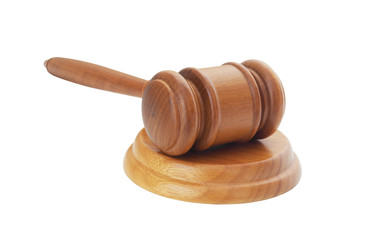 Wooden judge gavel isolated on white background