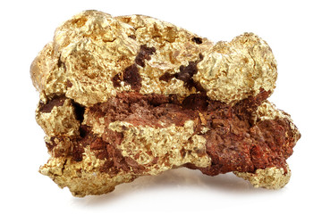 native 1.05 gram gold nugget from Kenieba District, Mali, Africa isolated on white background