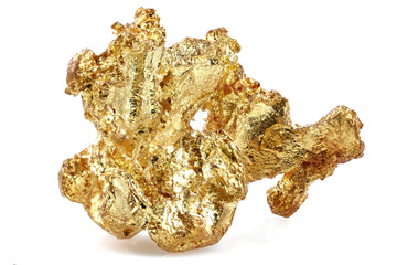 native 0.24 gram gold nugget from Venezuela isolated on white background
