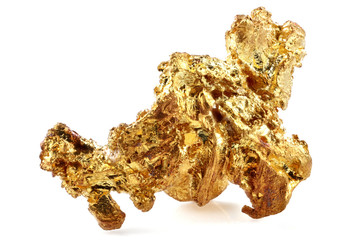 native 0.24 gram gold nugget from Venezuela isolated on white background