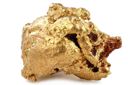 native 1.05 gram gold nugget from Kenieba District, Mali, Africa isolated on white background