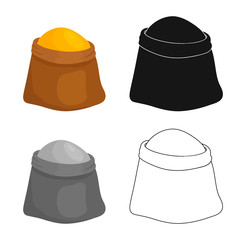 Vector illustration of bag and corn sign. Set of bag and bakery stock symbol for web.