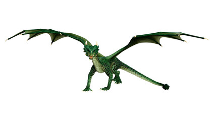 3D Rendering Fairy Tale Dragon on White