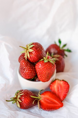 Healthy  and fresh strawberry on white background