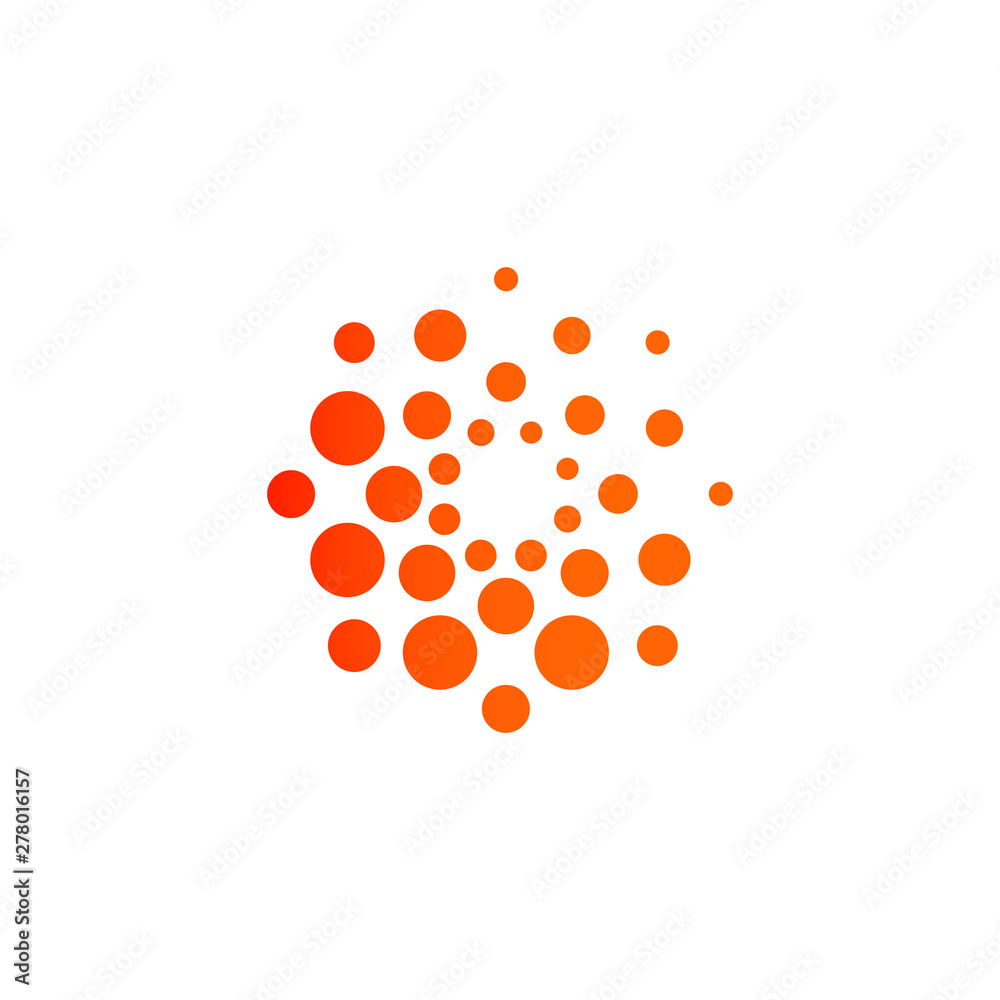 Poster dots modern logo concept design. abstract round vector emblem template.