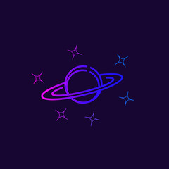 Planet saturn and stars on dark background