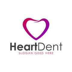 Modern elegant heart love dental logo.