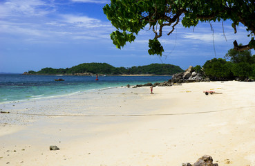 Beautiful sandy beach with beautiful sea water