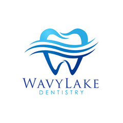Modern elegant wave dental logo.