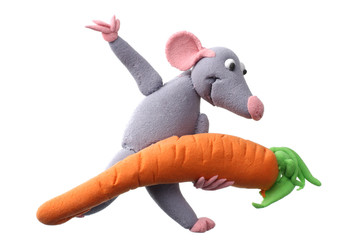 plasticine mouse isolated on white background. modelling clay