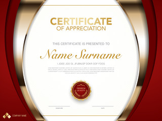 diploma certificate template red and gold color with luxury and modern style vector image.