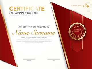 diploma certificate template red and gold color with luxury and modern style vector image.