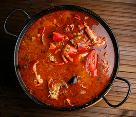 Lobster rice soup mediterranean traditional spanish food