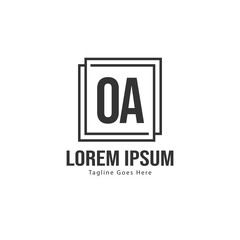 Initial OA logo template with modern frame. Minimalist OA letter logo vector illustration