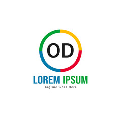 Initial OD logo template with modern frame. Minimalist OD letter logo vector illustration