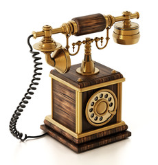 old telephone isolated on white background