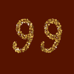 99 golden glitter number. 