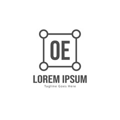 Initial OE logo template with modern frame. Minimalist OE letter logo vector illustration