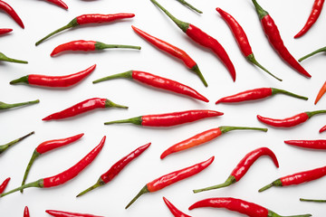 Red hot chilli pepper on white background