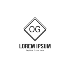 Initial OG logo template with modern frame. Minimalist OG letter logo vector illustration