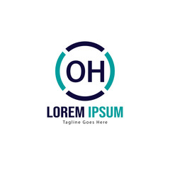 Obraz premium Initial OH logo template with modern frame. Minimalist OH letter logo vector illustration