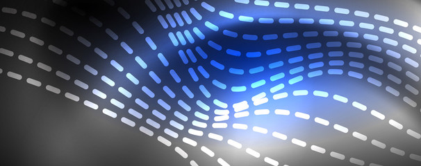 Fototapeta premium Neon vector wave lines abstract background, magic futuristic techno design