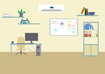 office for work,interior.vector image.