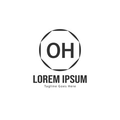 Initial OH logo template with modern frame. Minimalist OH letter logo vector illustration