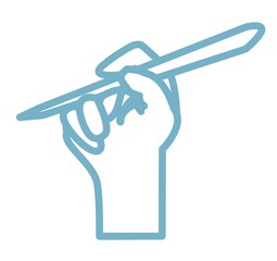 Writing pen. The hand holding the pen for writing .Vector image.