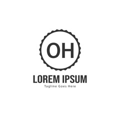 Initial OH logo template with modern frame. Minimalist OH letter logo vector illustration