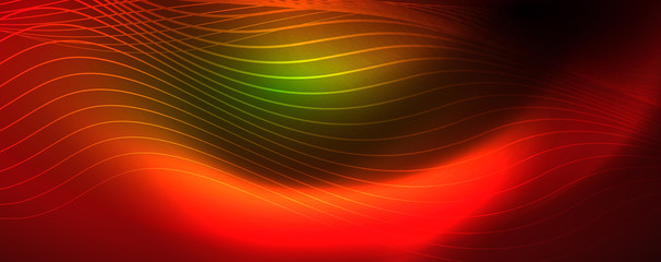 Shiny neon vector wave line abstract background, motion concept