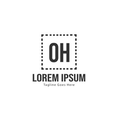 Obraz premium Initial OH logo template with modern frame. Minimalist OH letter logo vector illustration