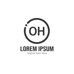 Initial OH logo template with modern frame. Minimalist OH letter logo vector illustration