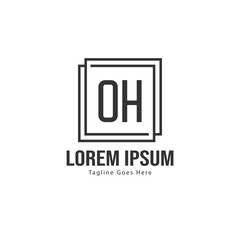 Initial OH logo template with modern frame. Minimalist OH letter logo vector illustration