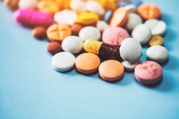 Pills and capsules, social issue, medicine and the pharmaceutical industry