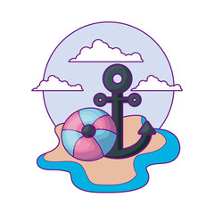 anchor marine with float protection in beach