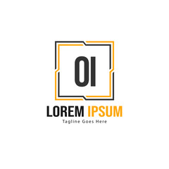Initial OI logo template with modern frame. Minimalist OI letter logo vector illustration