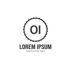 Initial OI logo template with modern frame. Minimalist OI letter logo vector illustration