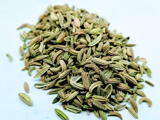 A picture of fennel seed's isolated on white background