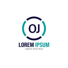 Obraz premium Initial OJ logo template with modern frame. Minimalist OJ letter logo vector illustration